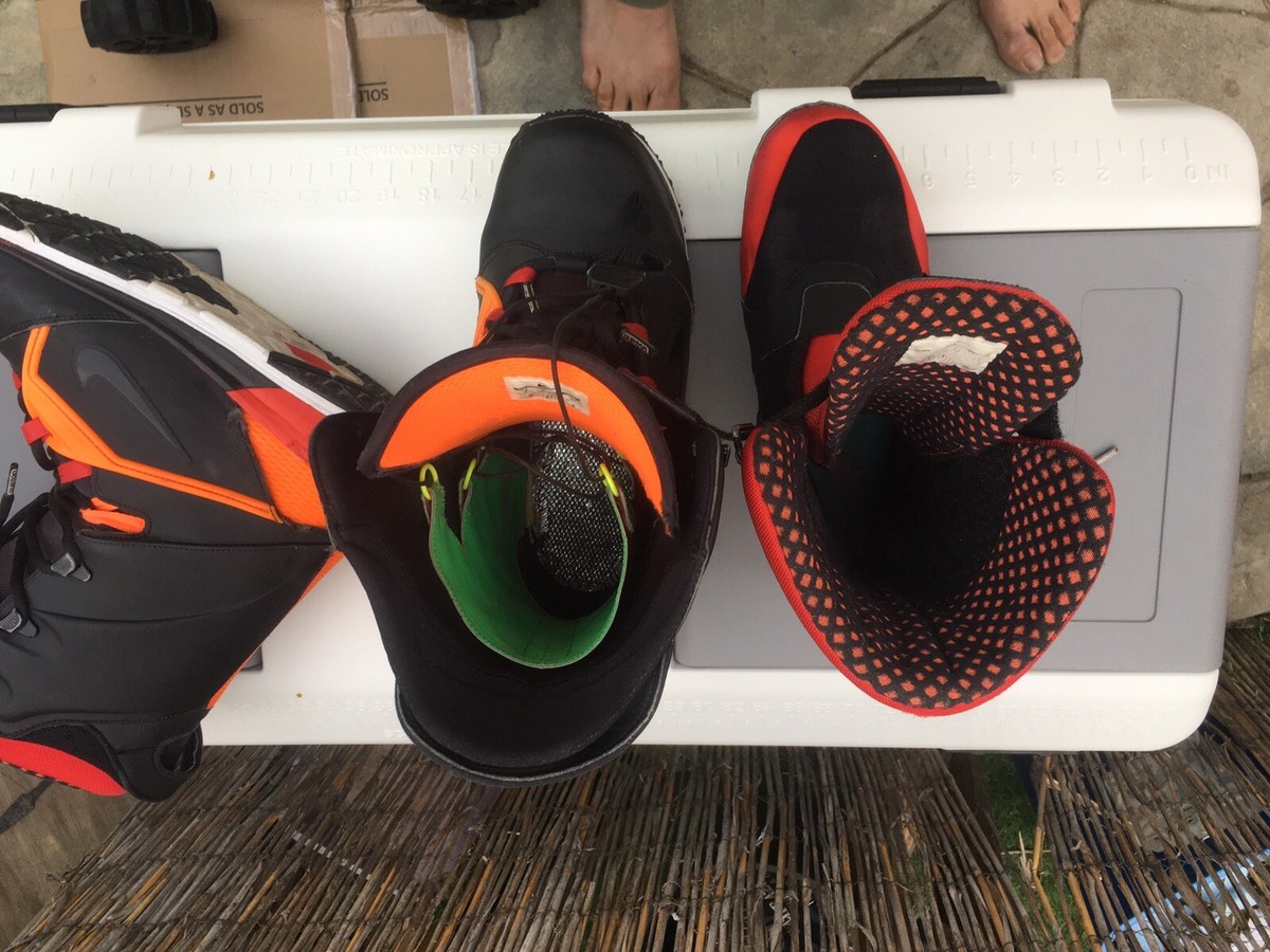Nike SB Snowboard Boots Lunarlon Black/Orange Sz 9 | eBay
