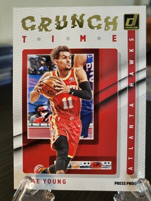 2021-22 Panini Donruss Press Proof Trae Young Crunch Time #1 Atlanta Hawks