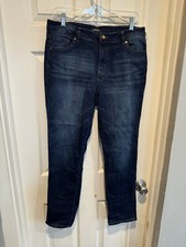 d.jeans Size 12 Dark Blue Pre Owned Women  s Straight Leg Stretch