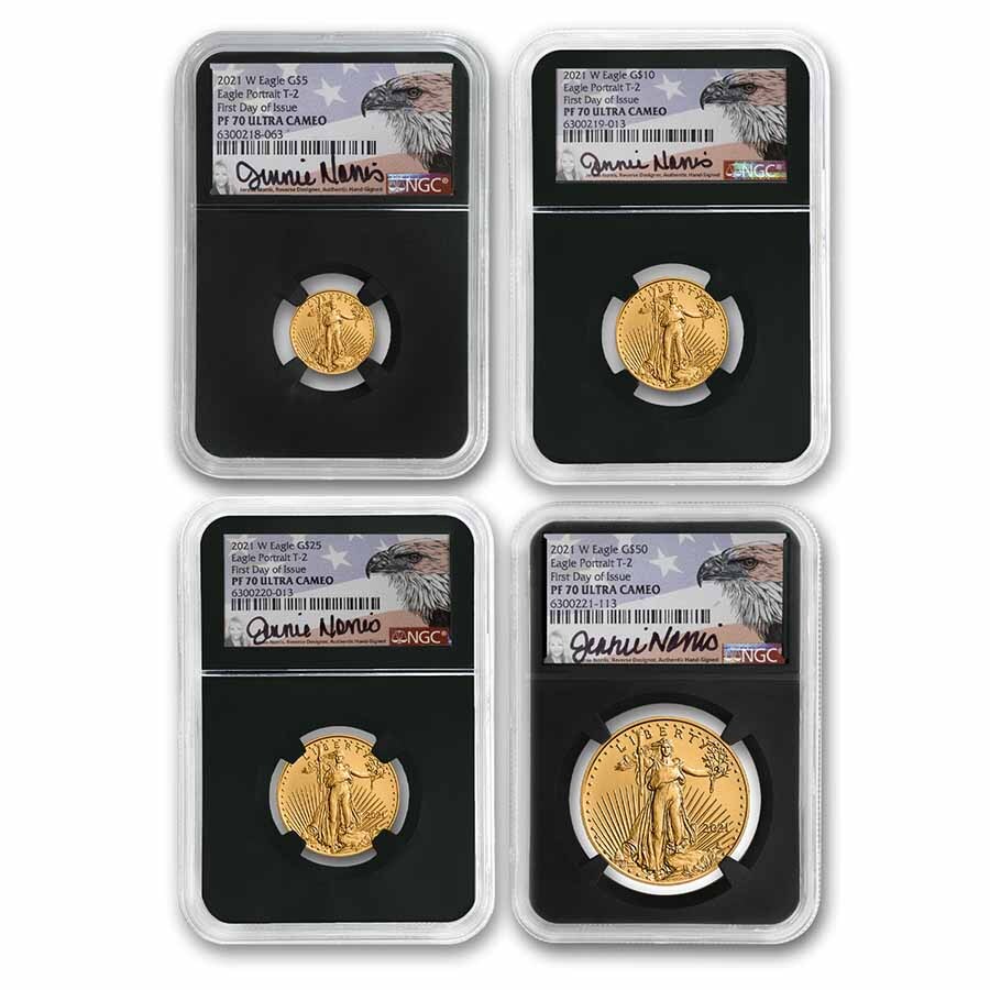 2021-W Proof Gold Eagle Set (T2) NGC PF-70 (FDI, Norris 2021-W Proof Gold Eagle Set (T2) NGC PF-70 (FDI, Norris