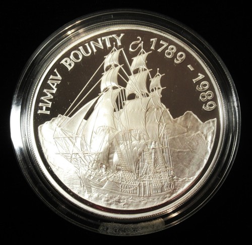 Pitcairn Isole : 1989 5 Oncia .999 Argento Fine 50 Dollaro Bounty Gemma Prova - Zdjęcie 1 z 6