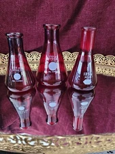 2 PYREX 1 KIMAX BLOOD RED BEAKERS 125 ML 250 ML #55640 #54980