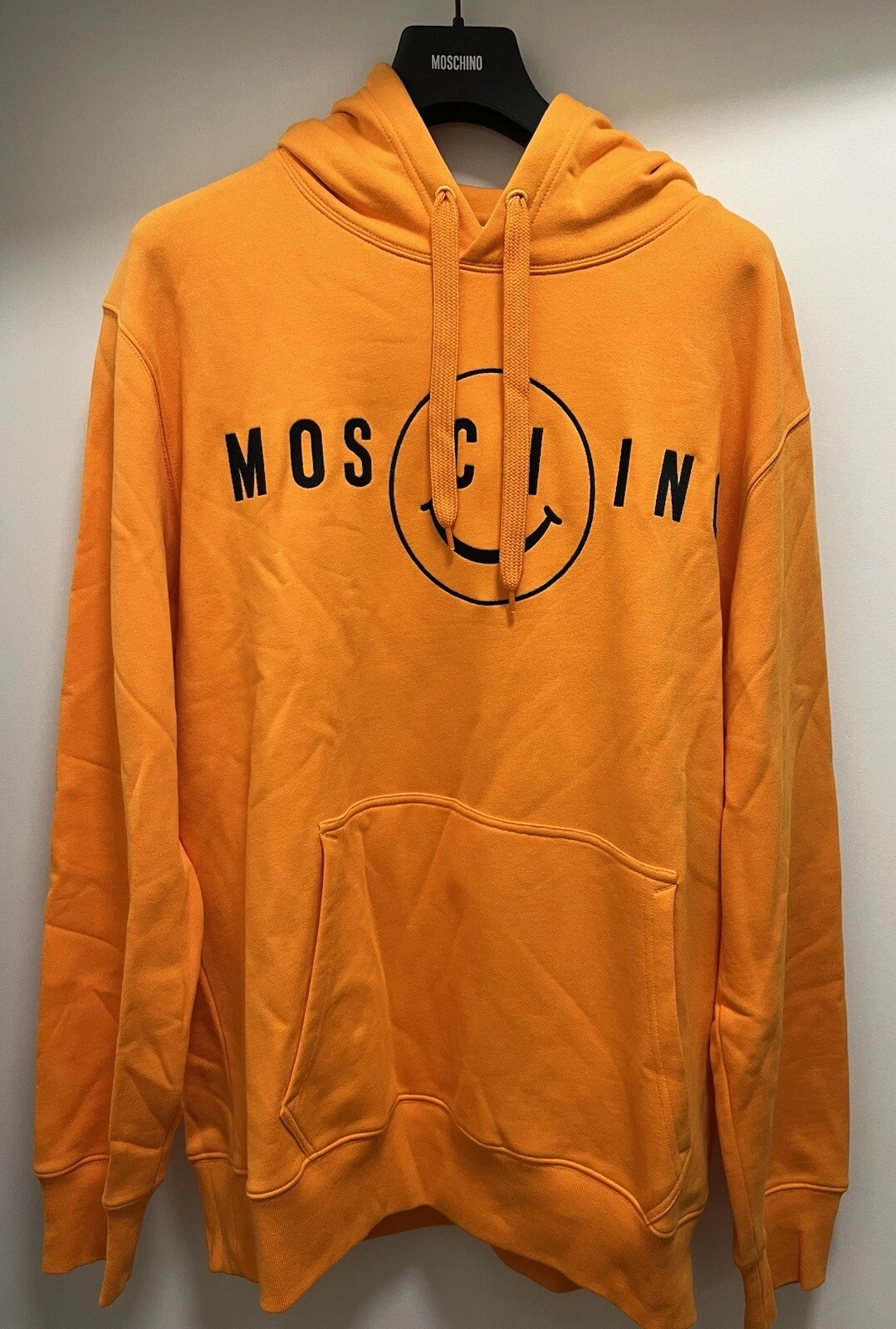 Felpa con cappuccio Moschino Jeremy Scott logo smiley arancione taglia 40 media