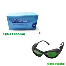 50 Pair Disposable Eye Patch 190-11000nm + 1pc 200nm-2000nm Safety Glasses IPL