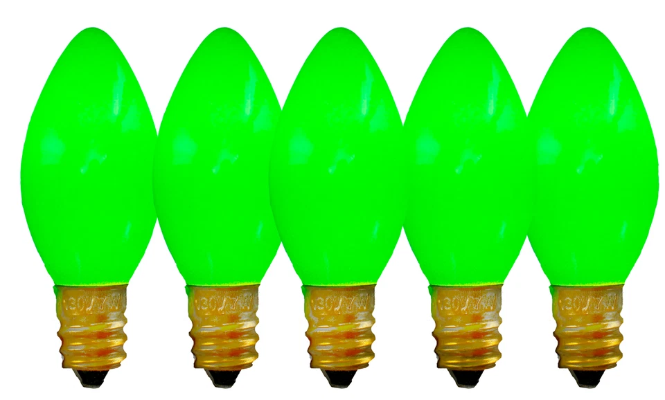 C-7 GREEN CERAMIC STEADY BULBS NEW 1 BOX OF 25 C7 GREEN CERAMIC STEADY BULBS E12 - Image 2 of 4