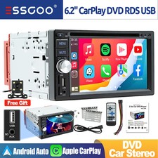 Double 2 DIN CD/DVD Apple CarPlay Car Stereo Radio Bluetooth FM/AM/RDS  Camera