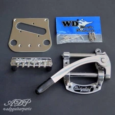 BIGSBY B50 Licensed + WD Conversion Kit: Bridge 6 Saddles + Pickup Flat Chrome