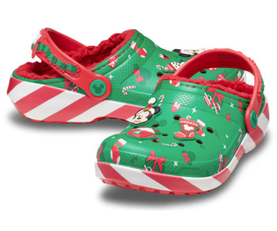 CROCS Mickey Mouse Disney Christmas Holiday Lined Clogs Kids size c12