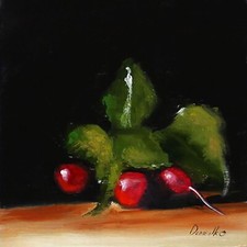 Pintura al óleo rábano bodegón UCRANIA 8X8 DEMENKO NATALIA