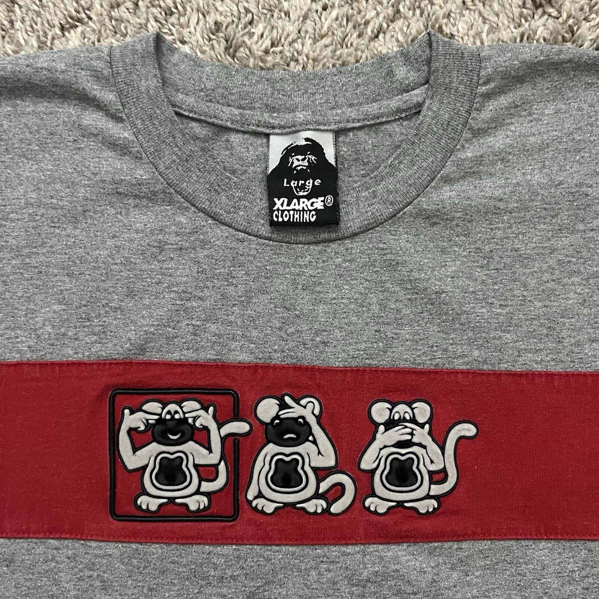 Vintage 90s Y2K X-LARGE T-Shirt Size Large Gray Monkey See Vintage 90s Y2K X-LARGE T-Shirt Size Large Gray Monkey See
