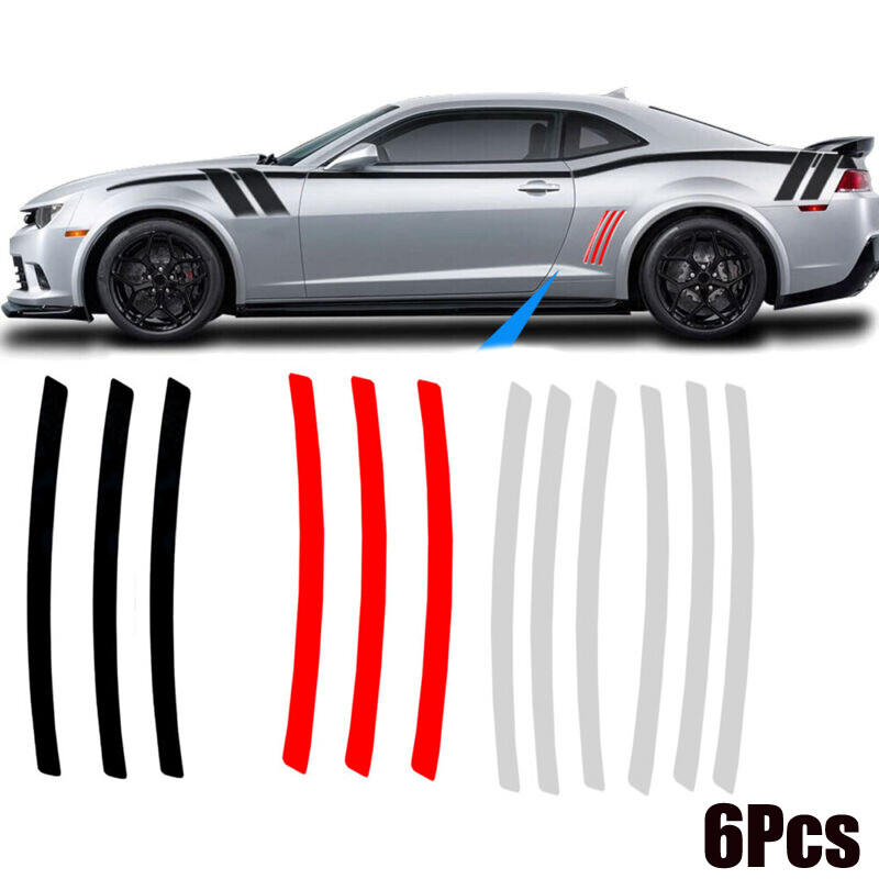 For Chevy Camaro 2010-2015 6pcs Side Vent Stripe Panel Insert Stickers Decals,
