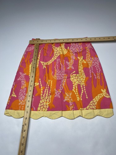 Lilly Pulitzer Girls Skirt Sz 14 Pink Yellow Giraffe Pattern Scaloped A-line VTG - Picture 3 of 8