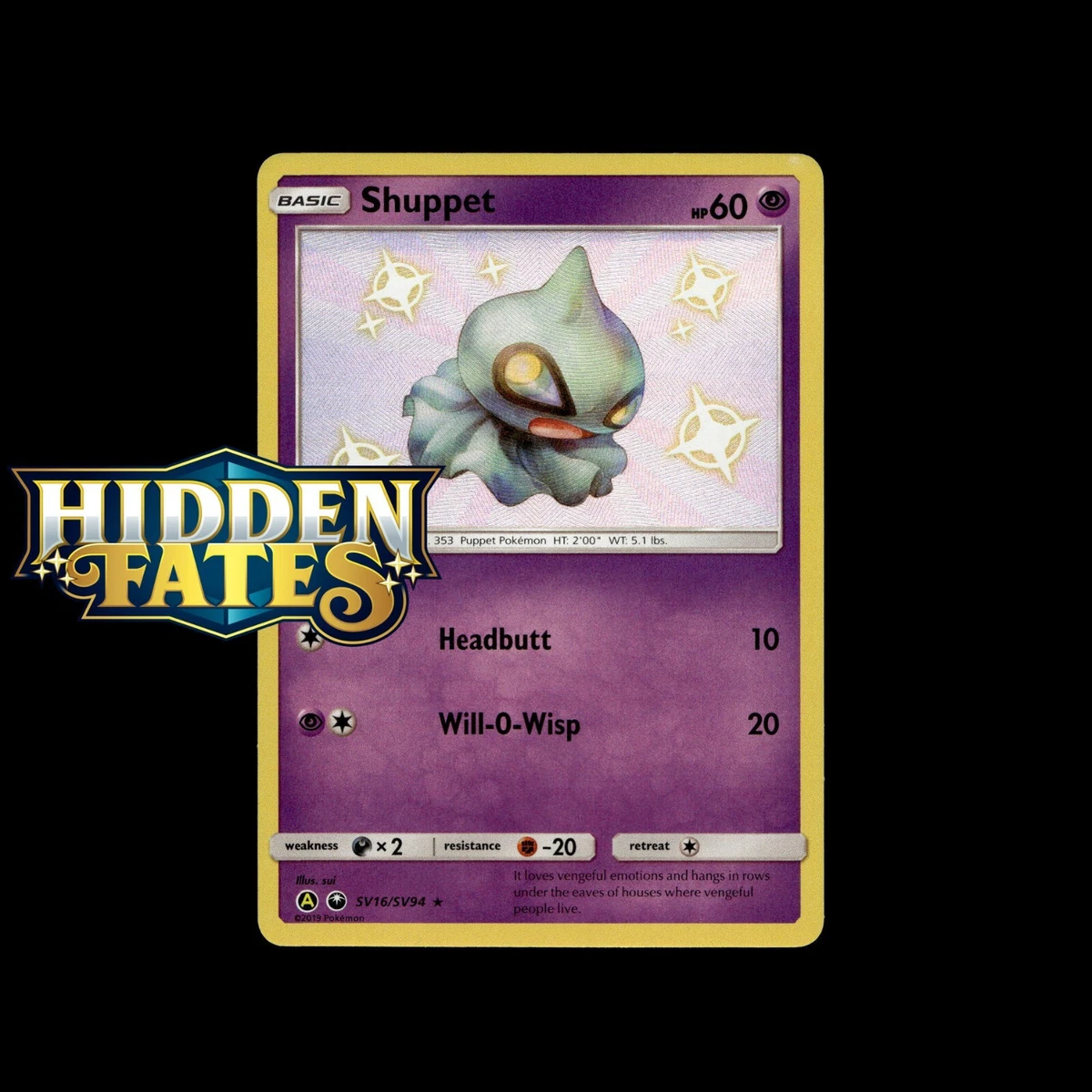 shiny shuppet pokemon card Shuppet SV16/SV94 Hidden Fates: Shiny Vault for sale