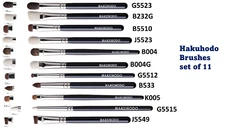 Hakuhodo 11 PCS Hand Crafted Makeup Eye Shadow Brushes