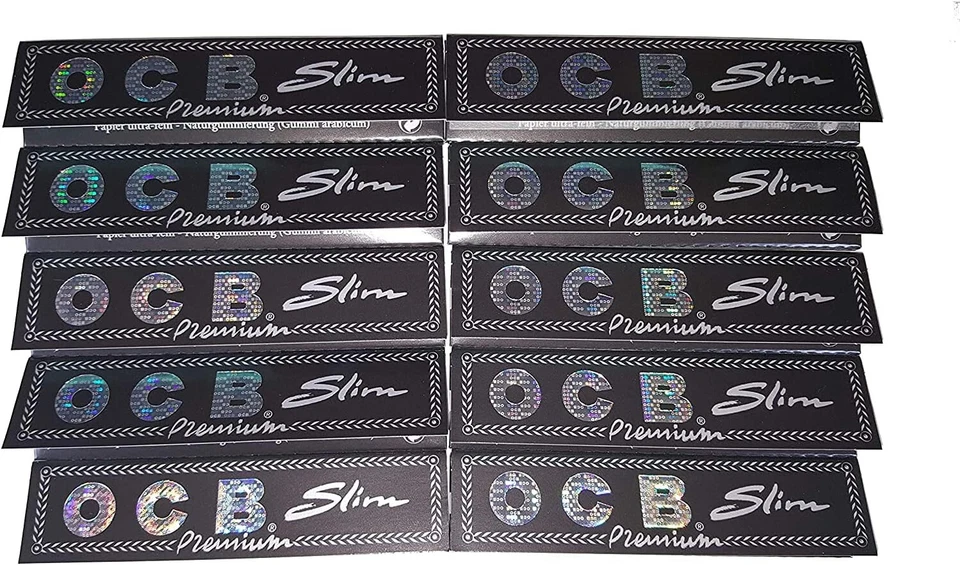 10x OCB Premium King Size Slim Black Heftchen Long Papers Blättchen Schwarz
