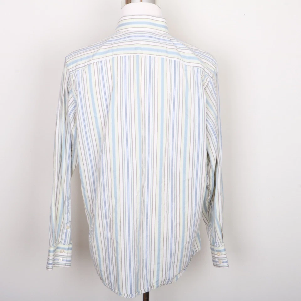 Structure Button Down Casual Dress Shirt Men XL White Blue Brown Green Stripe - Image 4 of 4