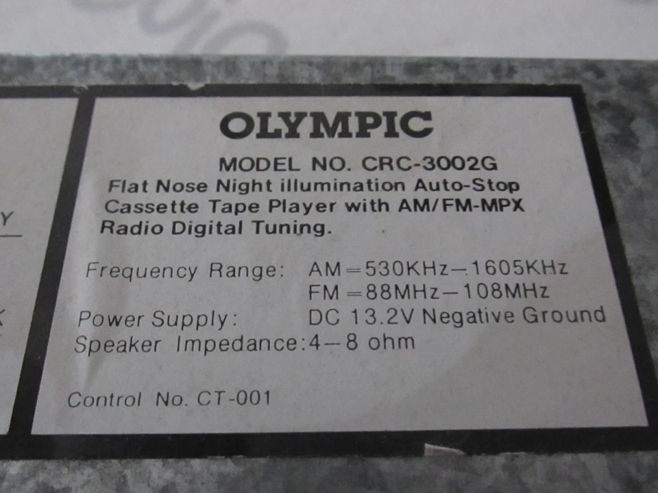 Autoradio Weinlese Olympic Crc 300 2G Radio und Kassette - Bild 2 von 4