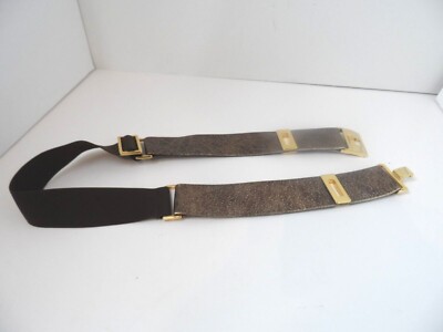 Suzi Roher Dark Brown Leather Belt with Gold-Tone Hardware Links Buckle Size L Women main image 4