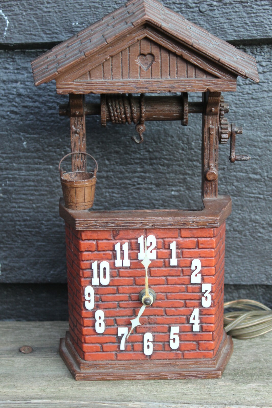 Vintage Mid Century Burwood Plastic Electric Wishing Well Clock 