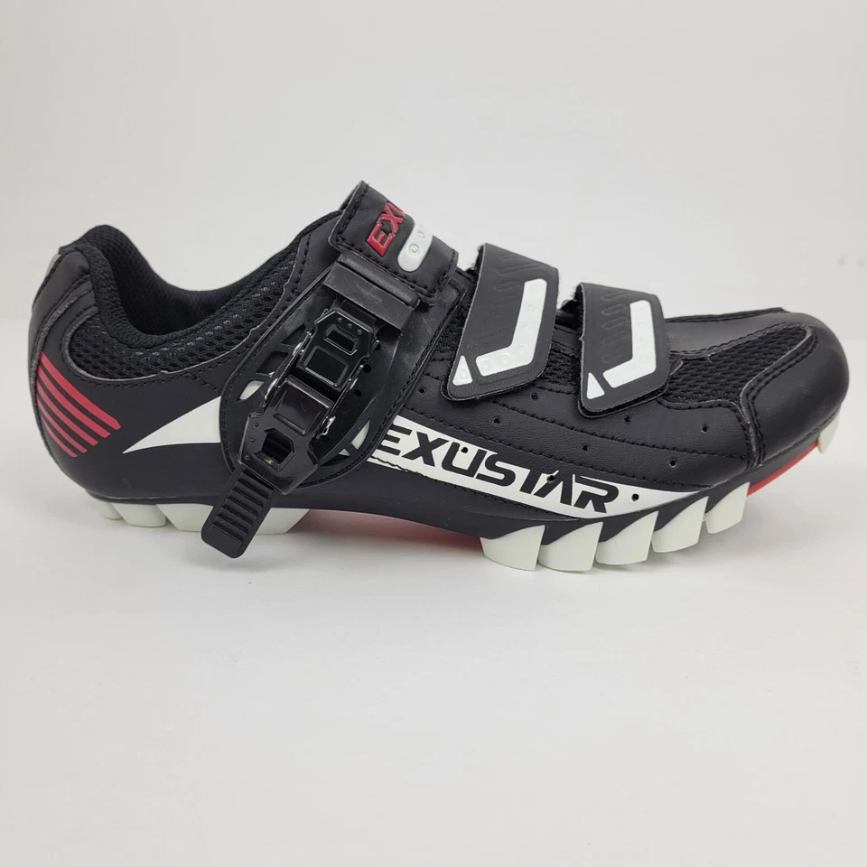 Zapato de ciclismo Exustar E-SM308B MTB 8,5 EE. UU./40 UE ~ Hombres 7 EE. UU. ~ Blanco Negro Rojo ~ NUEVO Foto 3 de 4
