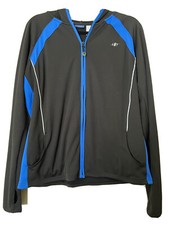 Nordic Track Men's Size XL Athletic Hooded Jacket Black/Blue trim polyester