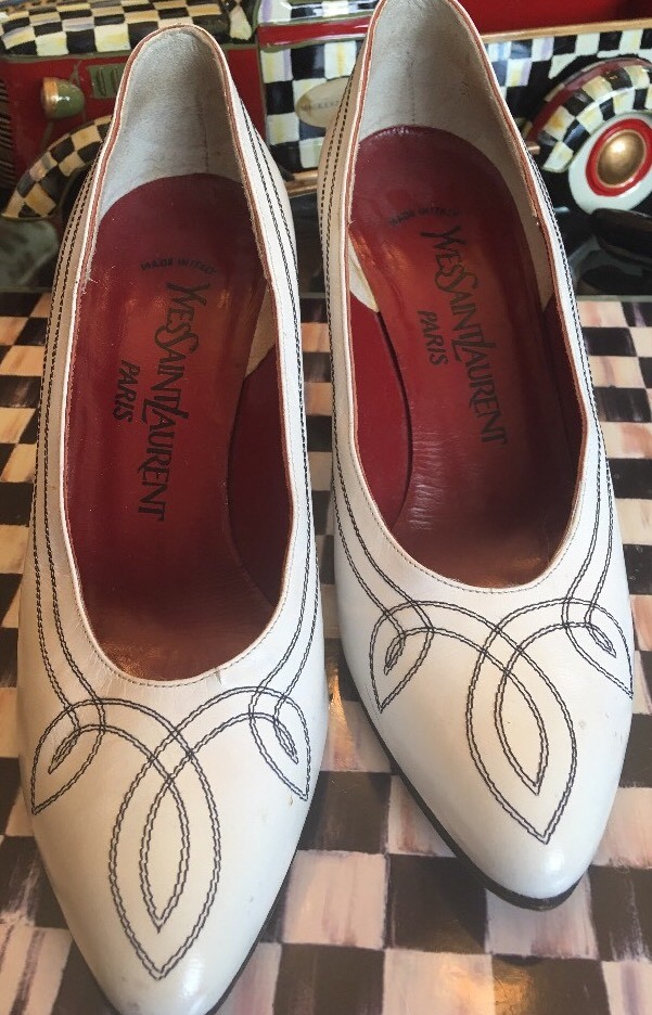 RARE décolleté vintage Yves Saint Laurent in pelle tacchi taglia 6 M