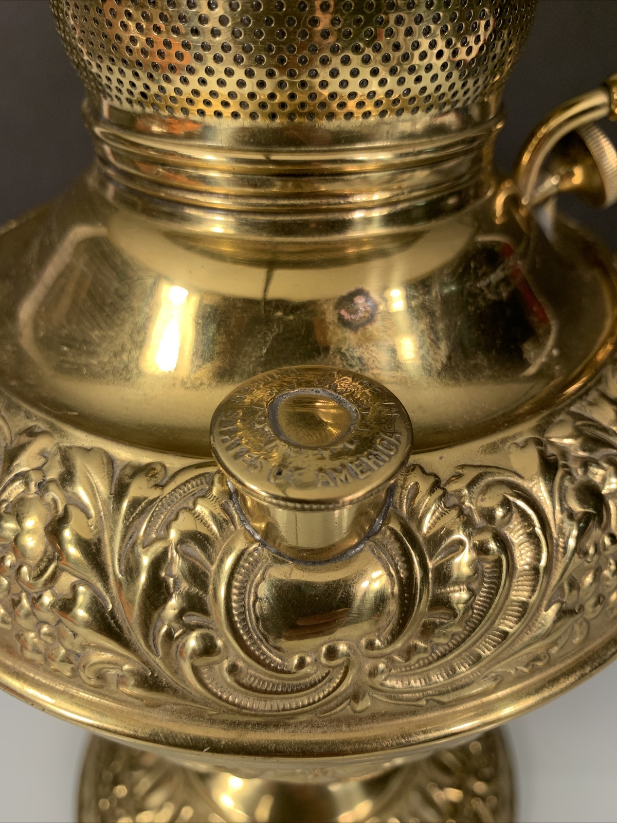 Vintage MILLER Electrified Brass JUNO Oil Lamp White Shade RARE USA eBay