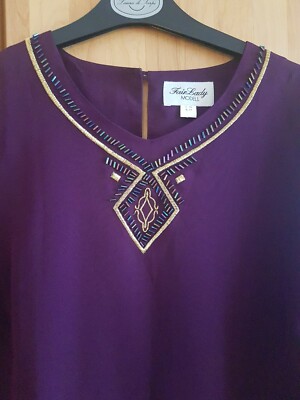 Fair Lady lila Blazer Bluse Gr 44-46 mit Glitzer + Gold elegant kaschierend neu