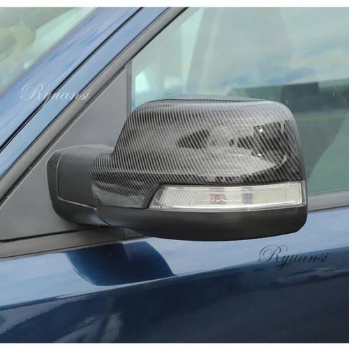 Carbon Fiber Side Mirror Cover Cap For Dodge Ram 1500 2019-2025 w/ Light Hole