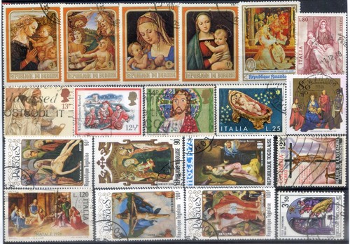 Tematica Natale e Gesù annate e nazioni varie - 62 pezzi + 1 B.F. usati (m2784) - Foto 3 di 4