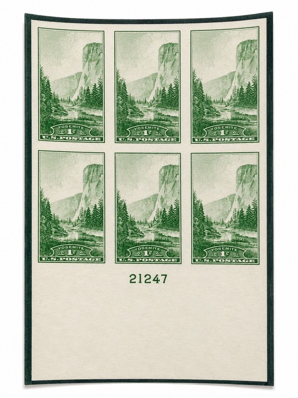 MINT SC# 756 1935 1¢ National Parks Imperforate Yosemite Plate Block of 6 NH