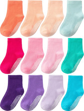 Non Slip Grip Ankle Baby Socks 12 Pack for Toddler Boys and Girls Kids,Infant Cu