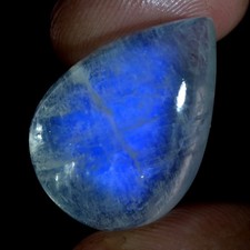 30.80 Cts BLUE FIRE WHITE RAINBOW MOONSTONE PEAR CABOCHON GEMSTONE
