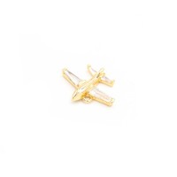Vintageparts Diy AnhäNger Flugzeug Aus Messing Mit Zirkonia 18K Goldbeschichtung