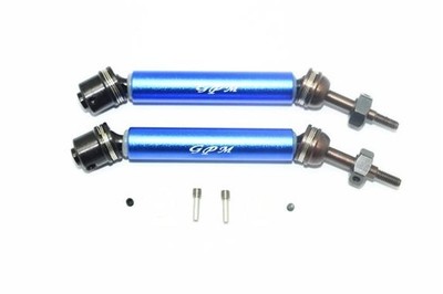 GPM TRAXXAS Rustler/Hoss 4x4 Stahlachsen mit Aluminiumantriebswelle hinten blau