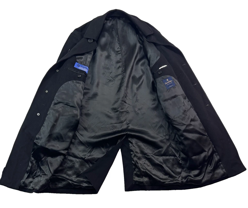 Черное пальто Brooks Brothers Loro Piana Storm System 38R верхнее пальто шерсть Италия - Изображение 4 из 4