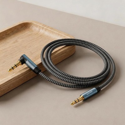 AUX Cord 6ft,3.5mm Stereo Audio Cable 90 Degree Nylon Braided 3.5mm Male to M...