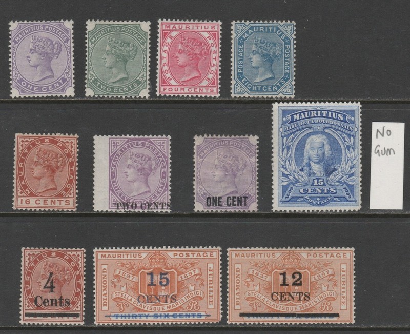 Mauritius 1882 - 1902 Mostly MH QV Selection F/VF CV $94.90
