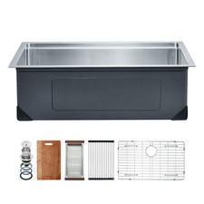 32in Farmhouse Sink Workstation Stainless Accessories