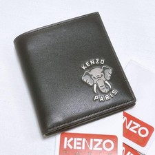 Kenzo Mini Fold Wallet Bifold Leather Black Elephant Limited Edition Style Bold