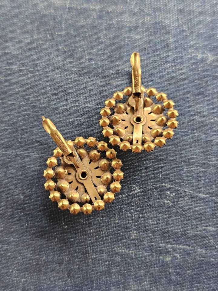 Серьги с кристаллами Сваровски Liz Palacios антикварные латунь цветок цветок зеленый - Изображение 2 из 3