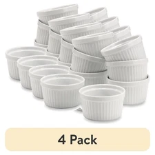 White Porcelain Ramekins Set of 4 Small Baking Dishes 7 oz Each