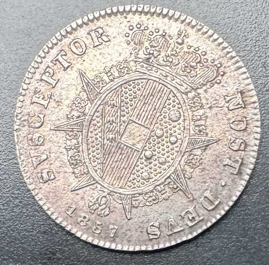 1857 Tuscany 1/2 Paolo Silver Coin