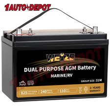 Dual Purpose AGM Battery 12V 110AH Group 31M Deep Cycle Marine  RV Battery