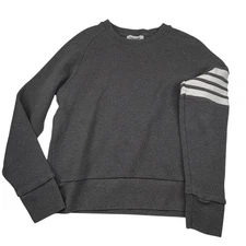Thom Browne Sweatshirt Men's XS Gray Raglan Sleeve 4-bar Cotton Made in Italy