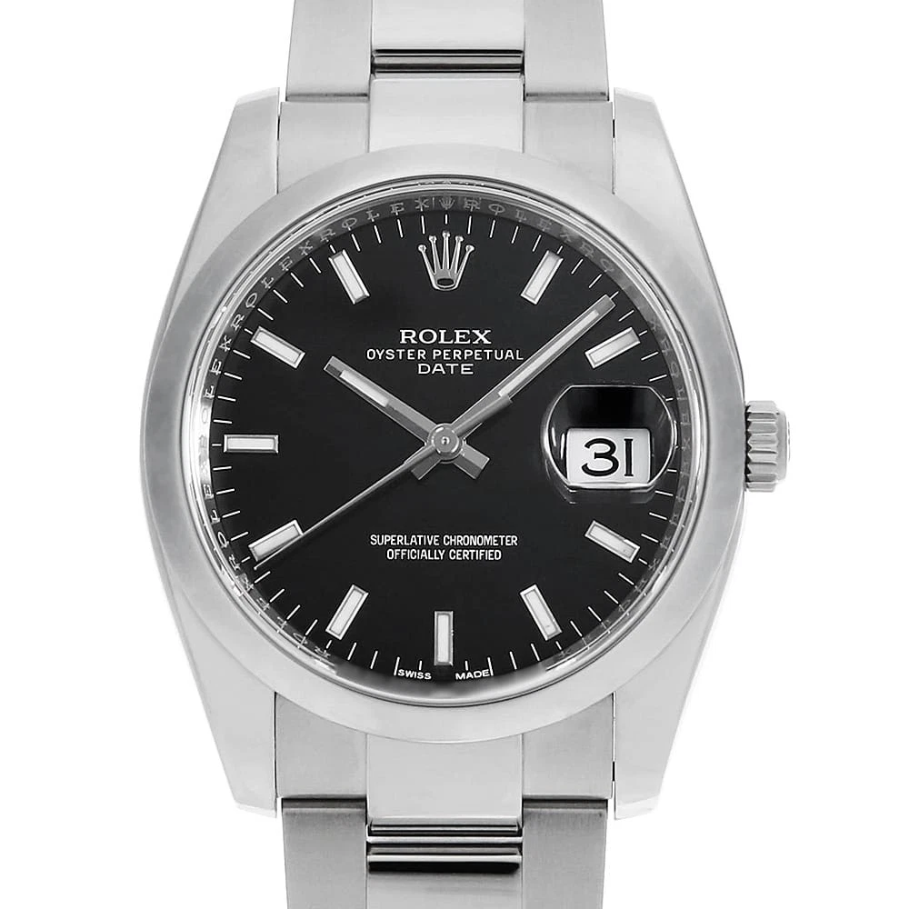 Rolex — ROLEX Oyster Perpetual Date 115200 black bar Random Number second hand mens