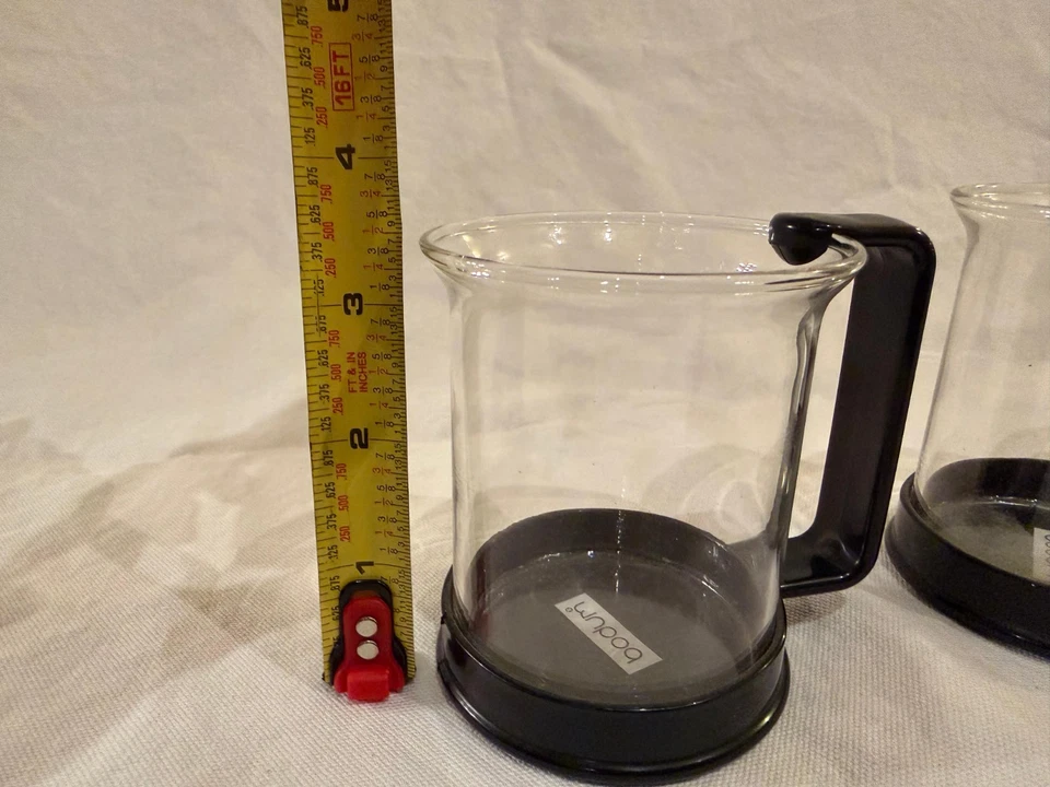 Juego de 3 tazas de vidrio para té café Bodum mango acrílico negro Suiza retro moderno Foto 3 de 4