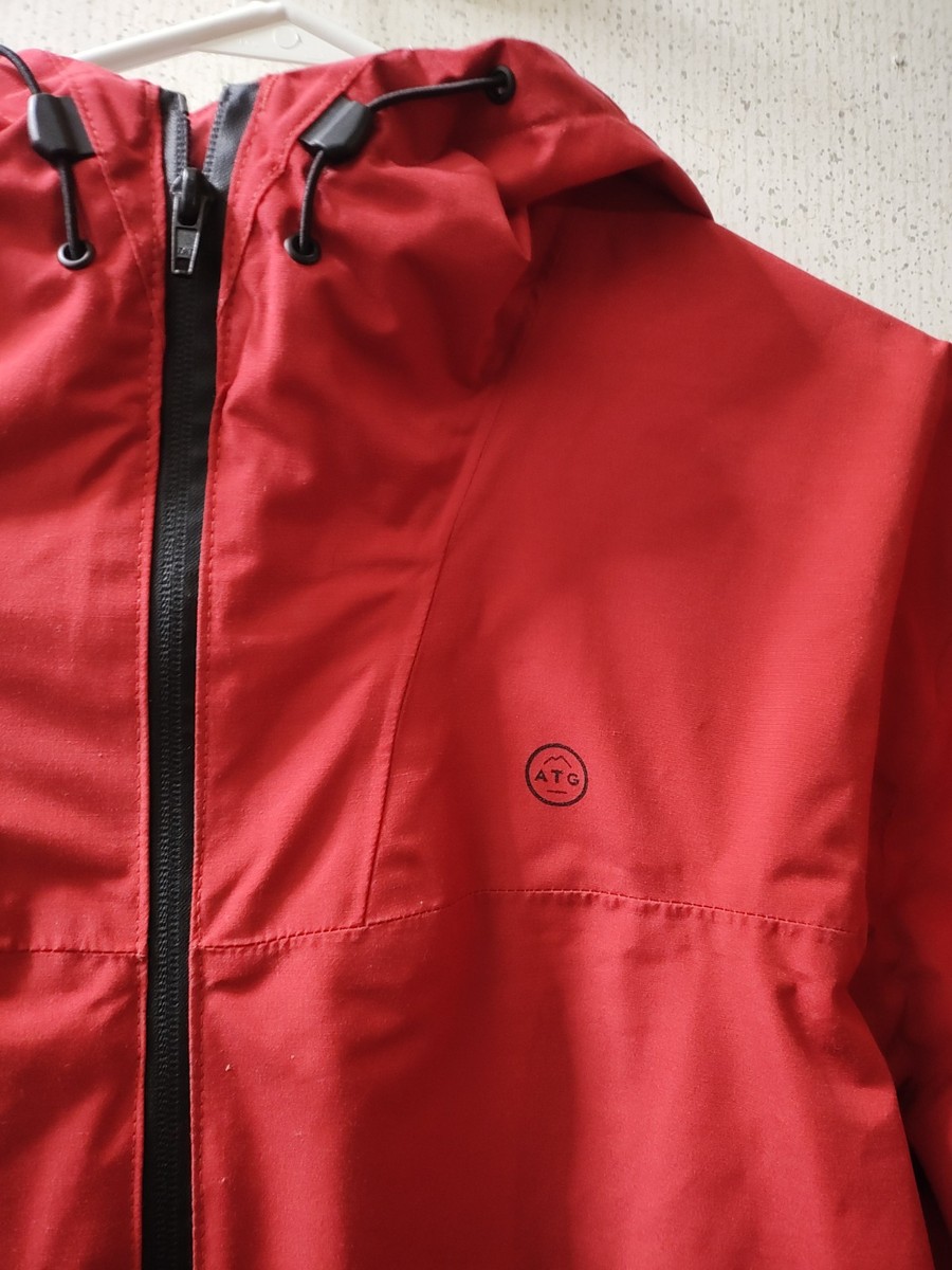 Wrangler ATG Windbreaker Rain Jacket Hooded All Terrain Gear Men's L Red  Clean