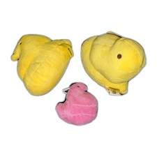 Peeps Chick Plush Lot of 3 Pink Yellow 5" Easter Marshmallow Stuffed Animal Toy