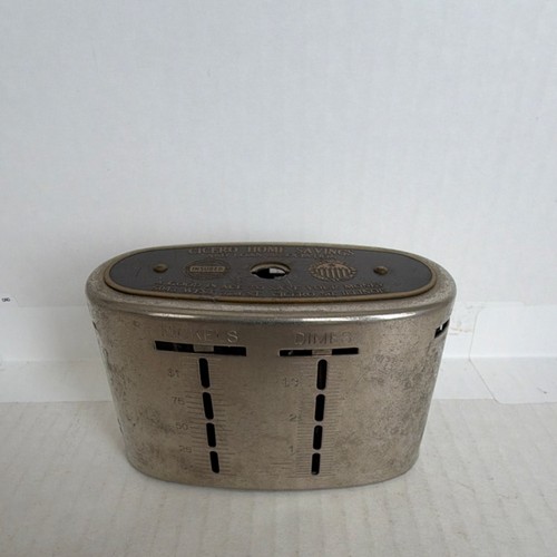 Automatic Recording Safe Co. Promotional Metal Piggy Bank The Traveling Teller
